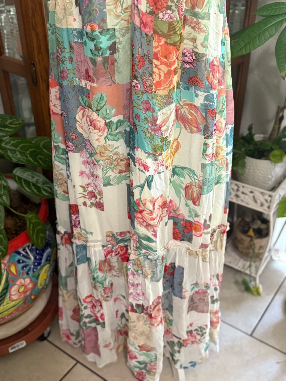 Anthropologie Chiffon Shift Patchwork Midi  Dress - Picture 3 of 9